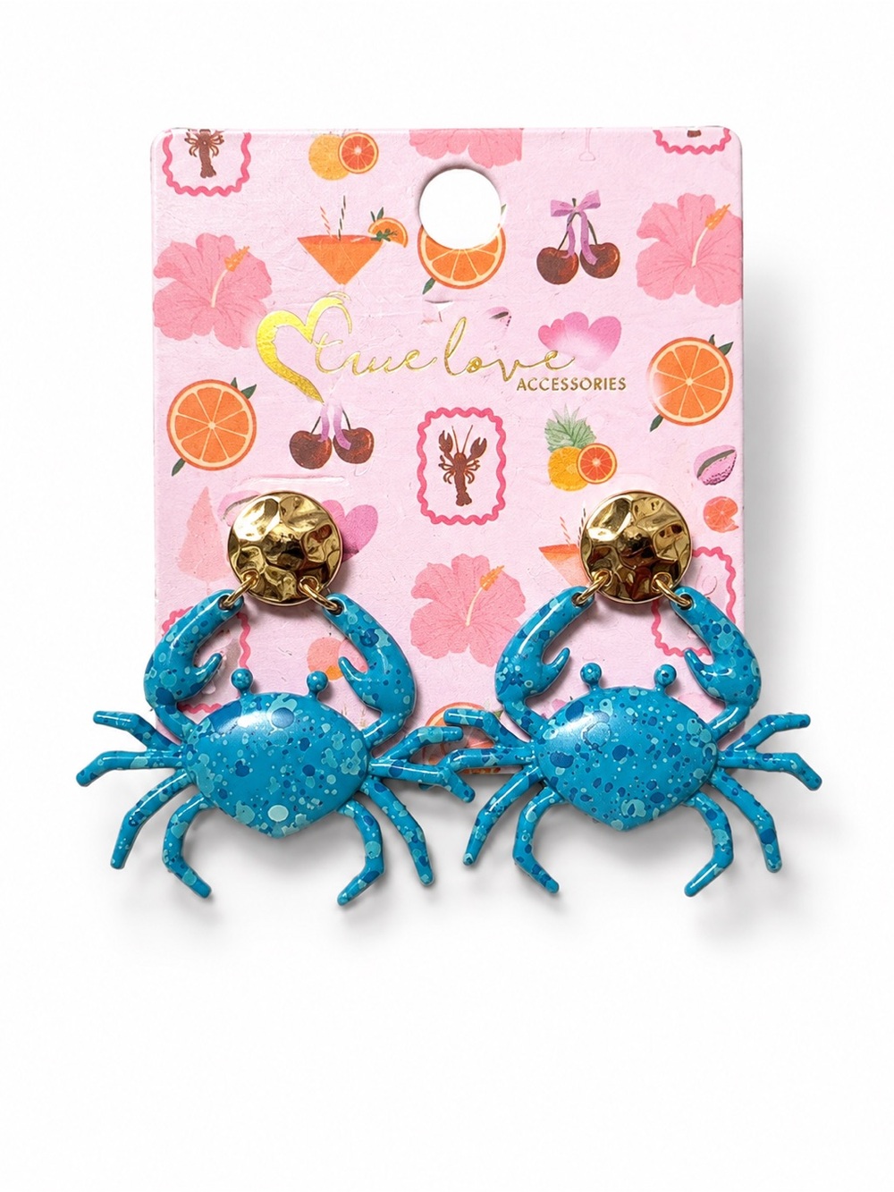 True Love - Blue Crab Drop Earrings